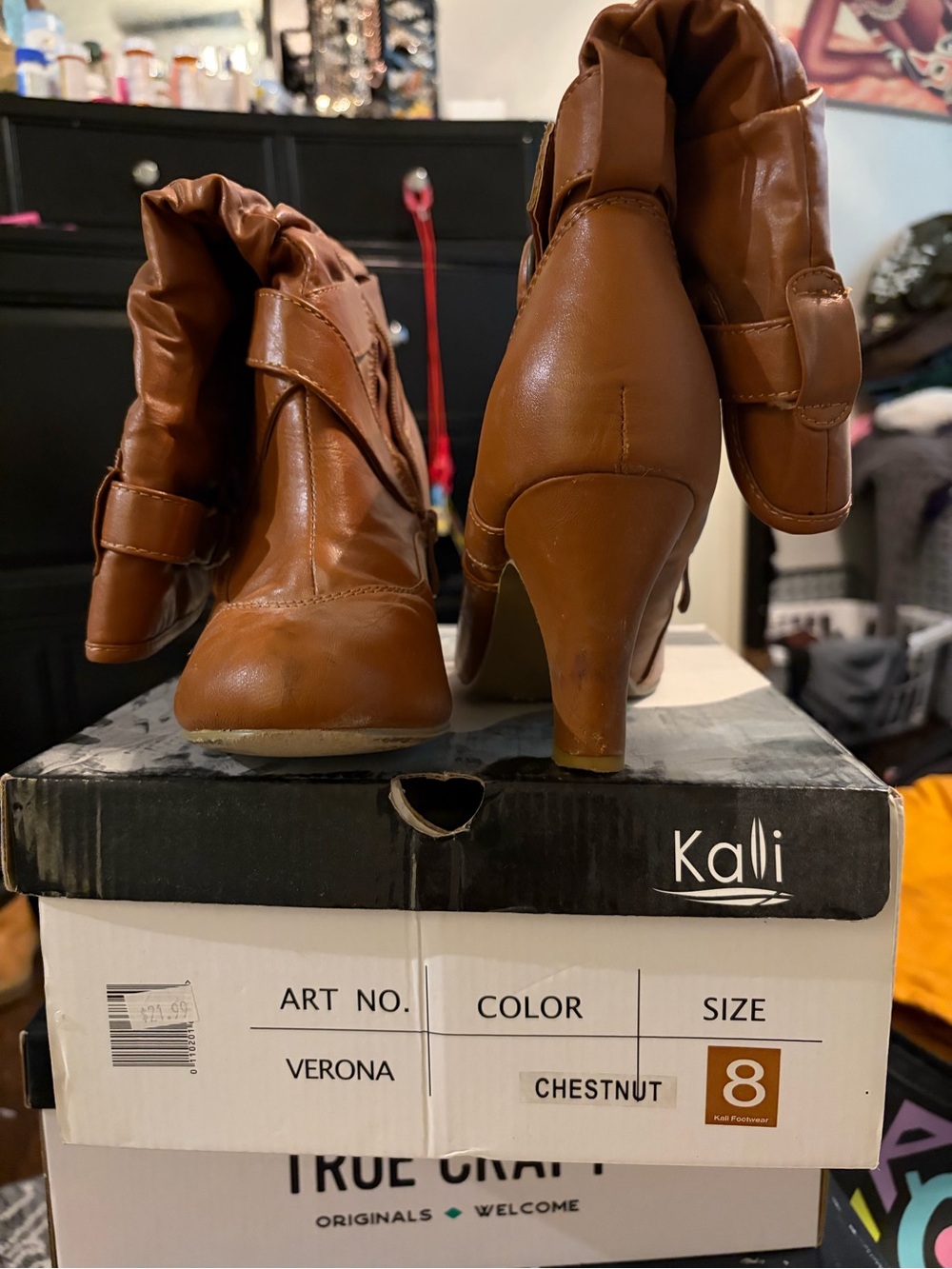 Kali Chestnut Heeled Ankle Boots - Verona Style